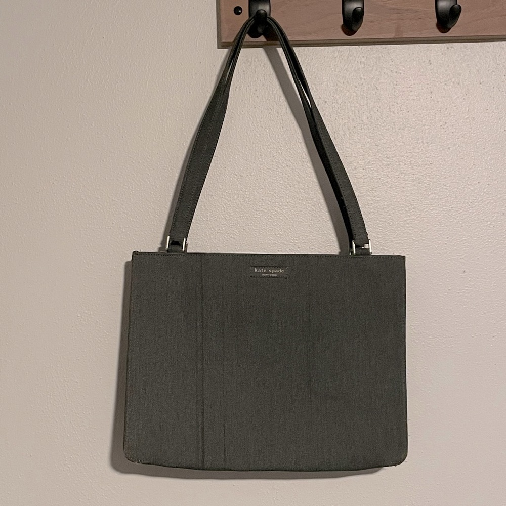 Kate Spade grey wool exterior square shoulder bag made in Italy